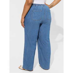 Jeans ample personnalisables et de qualité supérieure pour femmes, denim lavé à col haut, à des prix bon marché exportés au Pakistan, vente en gros - Product Image 4