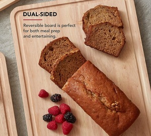 Tabla de Cortar Clásica de Madera de Caucho con Ranura Perimetral, Tabla de Picar Reversible de 11 x 14 Pulgadas, Natural - Product Image 4