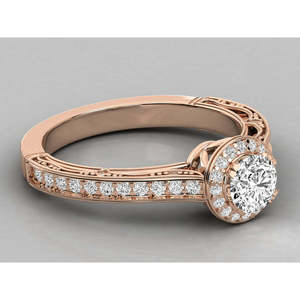 14K Gold Solitaire Round Cut Lab Grown Diamond Ladies Ring Brilliant Diamond Rings - Product Image 1