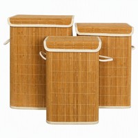 Panier à linge en bambou écologique - Panier de rangement pliable pour la maison avec sac intérieur et couvercle pour vêtements sales