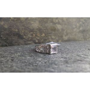 Shah Gems Women's Natural Rose <b>Quartz</b> <b>Ring</b> Romantic 925 Sterling Silver with Ovate Cut Rhodium Plating for Everyday Wear - Product Image 2