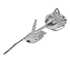 24k Silver Plated Artificial Rose with Silver Sparkling <b>Box</b> Perfect for Birthday Gift Men Women Girl & Boy Valentine Gifts Item - Product Image 2