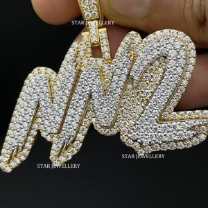 Colgante de Letra Personalizado Unisex de Plata de Ley 925 con Moissanita VVS, Estilo Hip Hop, Chapado en Rodio - Product Image 5