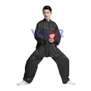 เครื่องแบบกังฟูสีดำสำหรับนักเรียนชุดฝึกศิลปะการต่อสู้ทำจากผ้าฝ้าย100% ชุด2026ออกแบบโลโก้ได้ตามต้องการ - Product Image 1