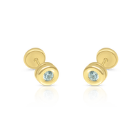 Pendientes de Oro Sólido de 9K con Circonita (Disponibles en 10K, 14K, 18K) para Mujer y Niña, con Cierre de Rosca, Hechos en España