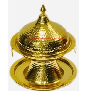 Pot de date en laiton fait à la main, bol de service traditionnel au design doré pour café, fête et mariage, ustensiles de cuisine - Product Image 1