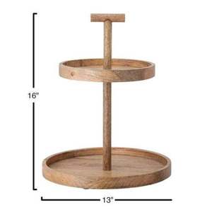 New Arrival 2-Tier Rustic Wooden Cake Tray Disposable Dessert Display Stand with Resin <b>Metal</b> <b>Epoxy</b> Craft Feature - Product Image 1
