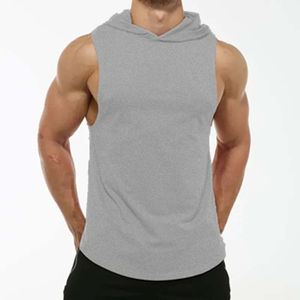 2024 Workout Stringer Muscle Cut Gym Fitness Training Tank Tops Casual Hooded Sportswear Wholesale Size <b>Sleeveless</b> - Product Image 3