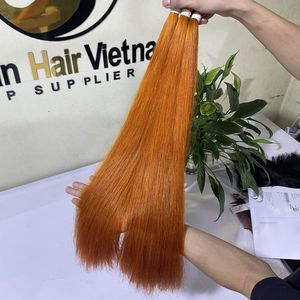 Cabello natural vietnamita sin procesar, Color naranja, punta plana recta, extensión de cabello humano virgen, precio de fábrica - Product Image 3
