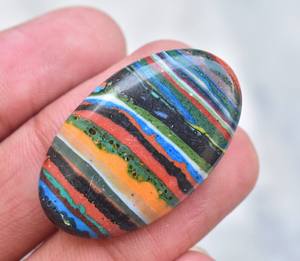 Rainbow Calsilica Gemme Rayé Arc Calsilica Lâche Cabochon pour Bijoux - Product Image 3