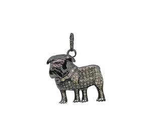 Vintage <b>Dog</b> Pendant 925 Sterling Silver Pave Diamond 27x27MM Size Black Rhodium Plated - Product Image 1