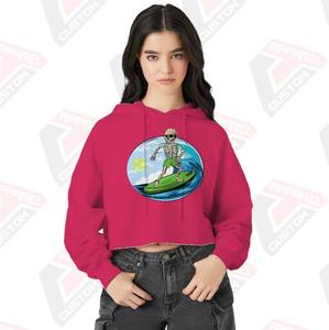 Stylish and Cozy Women's Crop <b>Hoodie</b> 100% Cotton for Winter Layering Embroidered Design Digital Printing Plain Dyed - Product Image 1