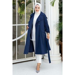 Gabardina con Cinturón desmontable atado con mangas azul marino - Product Image 3