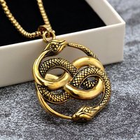 Vintage Edelstahl Doppel-Schlangen-Anhänger Halskette Einseitiger Punk-Charm für Herren Streetwear Schmuck Großhandel