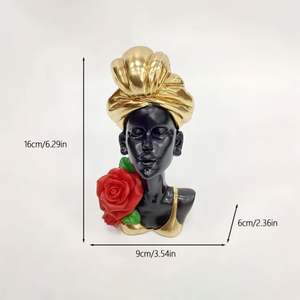 Statue d'artisanat en résine de femme africaine, sculpture de dame <span class=keywords><strong>noire</strong></span>, décoration élégante pour la maison, ornement de bureau, cadeau artistique pour femmes - Product Image 5