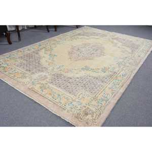 พรมขนาด 6.2x9.3 ฟุต, พรมวินเทจตุรกี, พรมลายพรางสีเหลือง - Product Image 5