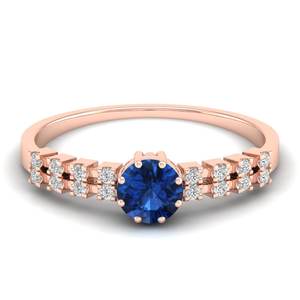 Anillos de Compromiso REYES de Alta Calidad en Plata de Ley 925 con Zafiro Azul Redondo de 0.5 Quilates y Moissanita para Mujer, Joyería Fina - Product Image 5