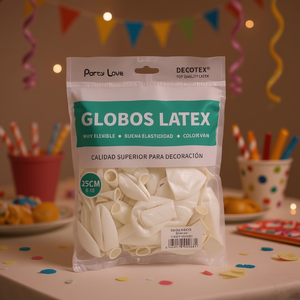 Party Love Latex <b>Balloons</b> 25Cm <b>White</b> R10 For Decoration - Product Image 3