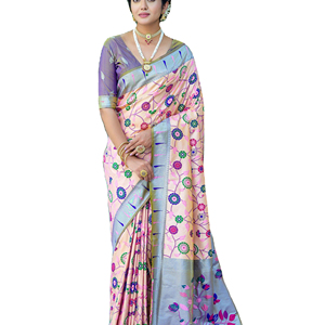 ชุดเดรสผ้าไหมลายส่าหรีแบบดั้งเดิมของ Fab Zone ออกแบบใหม่ล่าสุด - Product Image 1