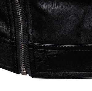 Arrivée de vestes en cuir de haute qualité grande taille, moto avec logo personnalisé, vestes en cuir teintées en couleur unie, col montant teint en noir - Product Image 5