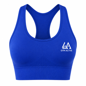 Sujetador deportivo azul con espalda cruzada para mujer |   Top Deportivo de Alta Sujeción, Resistente al Viento, para Gimnasio, Yoga, Fitness, con Logotipo Frontal Personalizado, Venta al Por Mayor - Product Image 5