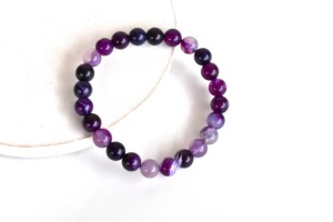 Hot Selling Polished Banded Agate Purple Natural <b>Healing</b> 8mm <b>Bracelet</b> for Meditation Jewelry - Product Image 4