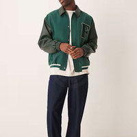 Blouson d'hiver pour homme en laine/coton, modèle Letterman 2026, respirant, écologique, de haute qualité, tricoté, col montant, personnalisable sur le devant