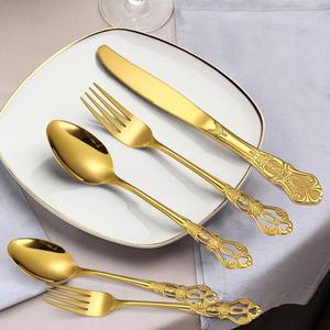 Ensemble de couverts haut de gamme fini or couverts de qualité supérieure pour hôtel et centre de villégiature de luxe ou cadeau d'Inde - Product Image 1