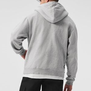 Sudadera con Capucha y Cremallera de Invierno 100% Algodón para Hombre, Personalizada con Logotipo, Color Gris, Felpa, Venta al Por Mayor - Product Image 6