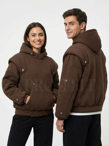 Sweat-shirts décontractés chauds et confortables avec boutons-pression pour unisexe, sweat-shirt d'hiver avec capuche, sweat-shirts en laine unis et simples pour hommes - Product Image 5