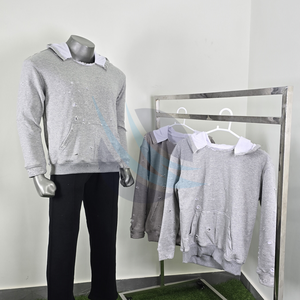 เสื้อฮู้ดดี้ผู้ชายแบบดิสเทรส ดีไซน์ยอดเยี่ยม ผ้าเฟรนช์เทอร์รี่ คอตัดเย็บ สไตล์สตรีทแวร์ คุณภาพดี ขายส่ง เสื้อฮู้ดดี้แบบขาดๆ สั่งทำได้ - Product Image 4