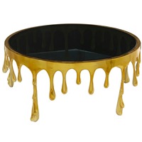 Mesa de Centro Moderna de Lujo Ecológica con Cubierta de Mármol Blanco y Vidrio, Base Negra Chapada en Oro, Mueble de Sala de Estar con Estructura Metálica