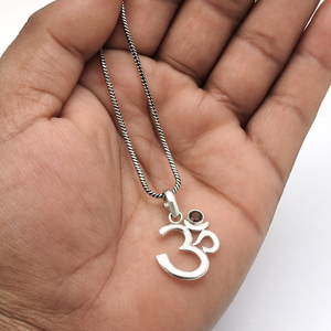 จี้ทางศาสนาของอินเดีย925พลอยโกเมนธรรมชาติเงินสเตอร์ลิงจี้สวยจังหินวันเกิดซัพพลายเออร์จำนวนมาก - Product Image 3