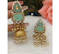 Boucles d'oreilles longues élégantes en laiton plaqué or de qualité supérieure avec moissanite, style traditionnel tendance, pour mariage, femmes et jeunes filles