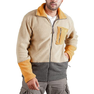 Chaqueta de invierno de color liso con logotipo personalizado y capucha holgada con cremallera, abrigo de invierno de Sherpa de manga larga de gran tamaño, chaqueta polar para hombre - Product Image 1
