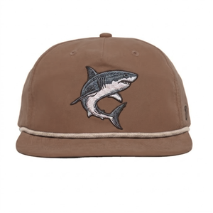 Gorra de golf retro con bordado de tiburón, de fábrica en Vietnam, de nailon de secado rápido, de 5 paneles, snapback, estilo vintage, con visera plana, para playa - Product Image 3