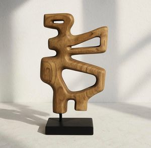 Modern Wood Sculpture Abstract Organic Shape Natural Carved Decor Minimalist Art Statement Piece Home Accent Indian Artisans - Product Image 3