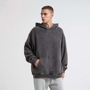 Sweat-shirts à capuche en molleton français vierge de haute qualité pour hommes, streetwear, sweats à capuche surdimensionnés à épaules tombantes pour l'usine - Product Image 2