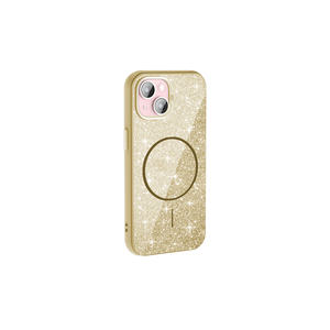 Coque de téléphone de luxe compatible MagSafe, paillettes dorées, pour iPhone 15 Plus, coque arrière en silicone scintillante, antichoc, compatible avec 11Pro XSMax - Product Image 1