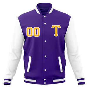 OEM Fabricante de alta calidad de los hombres Casual Polar Fleece Letterman Varsity Chaquetas Bordado personalizado Béisbol Stand Front - Product Image 4
