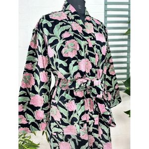 Luxe Velvet Unisex House Robe Kimono Veste Rversible Soie Double Autumn Winter Gift Elegant Ikat <b>Green</b> Malibu Bluish ODM Tie - Product Image 6