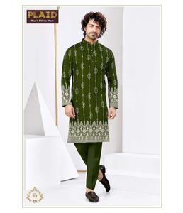 Kurta de hombre de seda suave con bordado étnico inspirado en la moda tradicional para hombres - Product Image 2