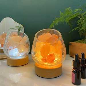 Lampe de Sel de l'Himalaya en Cristal Led Electronique Usb Rose Naturel Essentiel pour la Maison, Veilleuse, Diffuseur d'Arômes, Corps en Verre, Vente en Gros - Product Image 3
