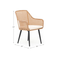 Ensemble de meubles d'extérieur modernes Camden, chaise en rotin tressé avec table, siège en mousse recouvert de tissu, bois massif, pour appartement, hôtel
