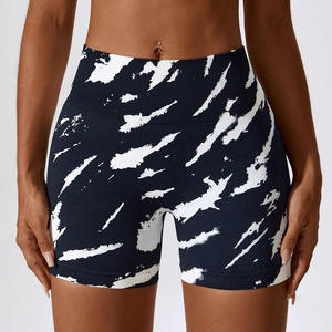 2024 Women's Summer High Waist Seamless Printed Running Booty Shorts <b>Tummy</b> <b>Control</b> Sweat-wicking Sublimation Gym Hot Shorts - Product Image 3