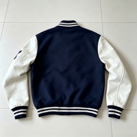 Jaket Varsity Bordir Custom Pria OEM Jaket Letterman Badan Wol Lengan Kulit PU Jaket Baseball Pabrik Jaket Letterman