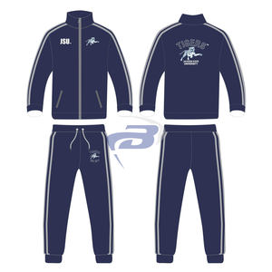 Conjunto Deportivo Estampado de Invierno de la Universidad Estatal de Jackson, Chaqueta y Pantalones Deportivos Universitarios, 100% Poliéster Ligero - Product Image 3