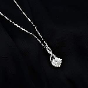 Collier pendentif RITZIN Infinity avec moissanite certifiée pour femme - 8 mm, argent sterling 925, plaqué platine/or/argent - Product Image 1