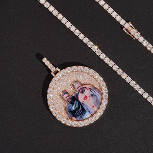 1.75Inch Width 925 Silver White Gold Iced Out VVS Moissanite Diamond <strong>Photo</strong> Memory <strong>Pendant</strong> - Product Image 4