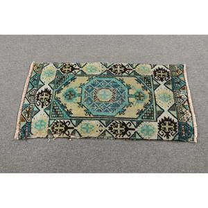 Tapis de 1,5 x 3 pieds, tapis turc vintage, tapis persan bleu - Product Image 3